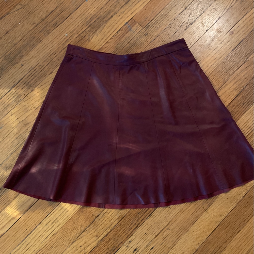 Neiman Marcus maroon/ leather skirt